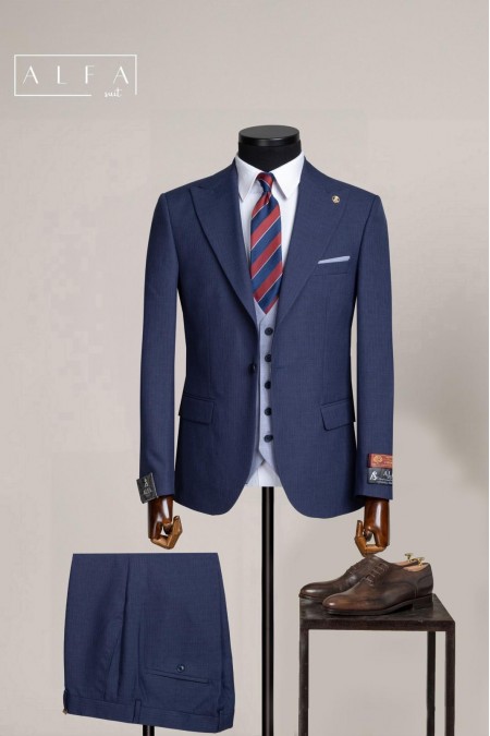 Alfa Suit Slim Fit Açık Gri Düz Takım Elbise