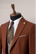 Alfa Suit Slim Fit Kahverengi Düz Takım Elbise Alfa Suit Slim Fit Kahverengi Düz Takım Elbise