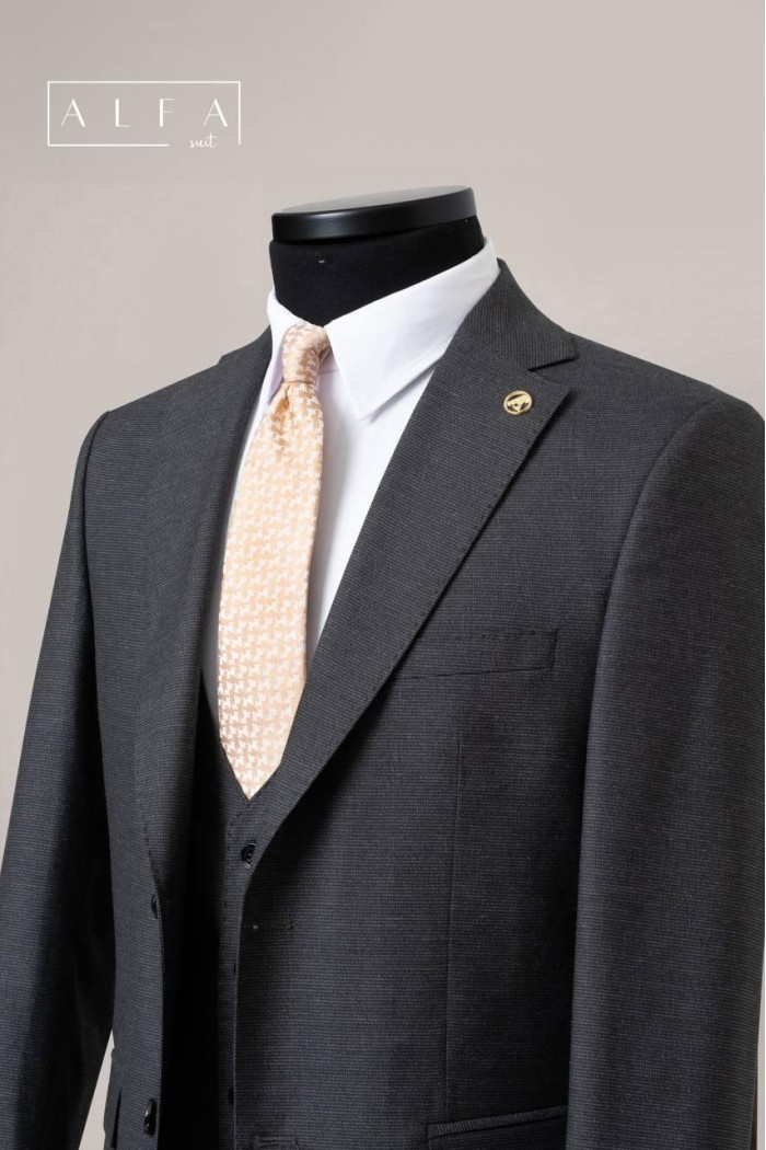 Alfa Suit Slim Fit Koyu Gri Düz Takım Elbise Alfa Suit Slim Fit Koyu Gri Düz Takım Elbise