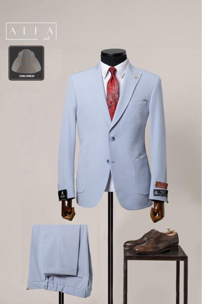 Alfa Suit Slim Fit Açık Gri Düz Takım Elbise Alfa Suit Slim Fit Açık Gri Düz Takım Elbise