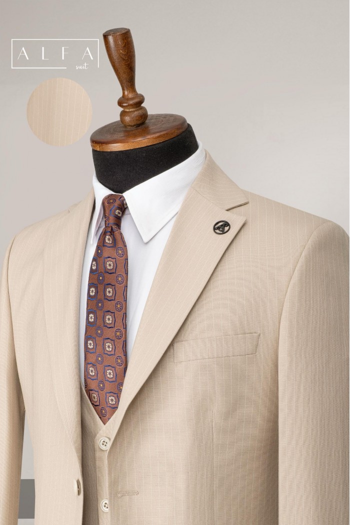 Alfa Suit Slim Fit Bej Düz Takım Elbise Alfa Suit Slim Fit Bej Düz Takım Elbise