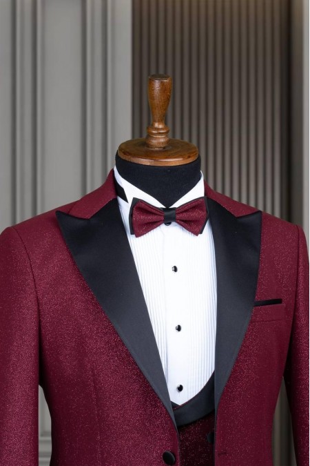 Alfa Suit Bordo Yelekli Papyonlu Takım Elbise | Özel Gün Koleksiyonu