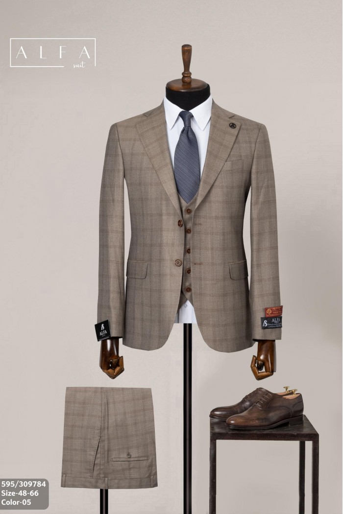 Alfa Suit Slim Fit Açık Gri Düz Takım Elbise Alfa Suit Slim Fit Açık Gri Düz Takım Elbise