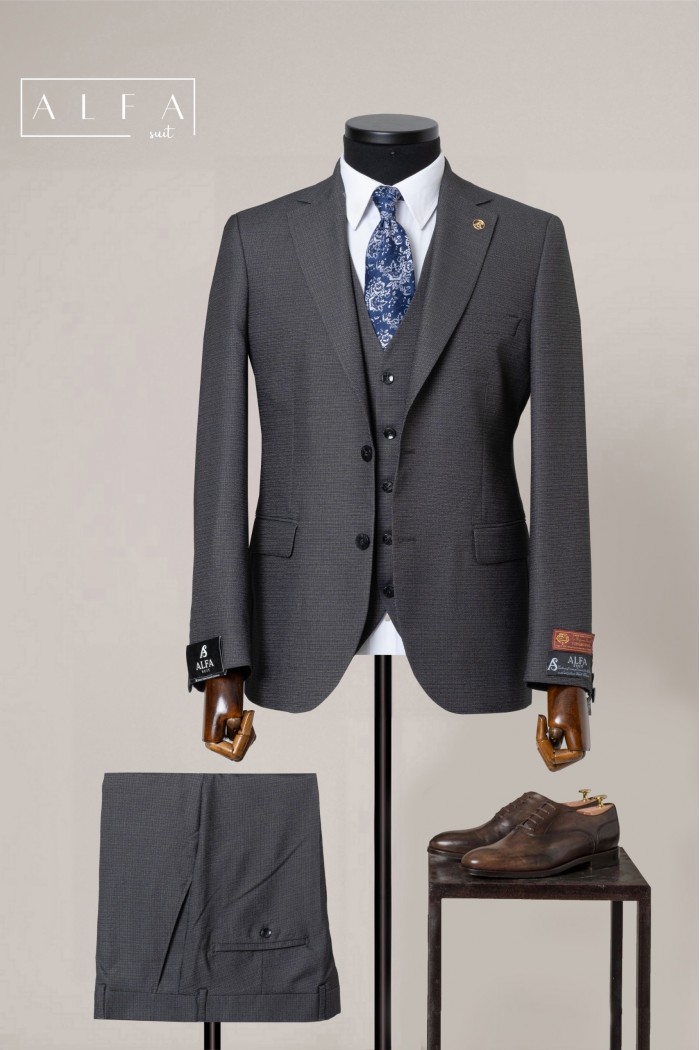 Alfa Suit Slim Fit Açık Gri Düz Takım Elbise Alfa Suit Slim Fit Açık Gri Düz Takım Elbise