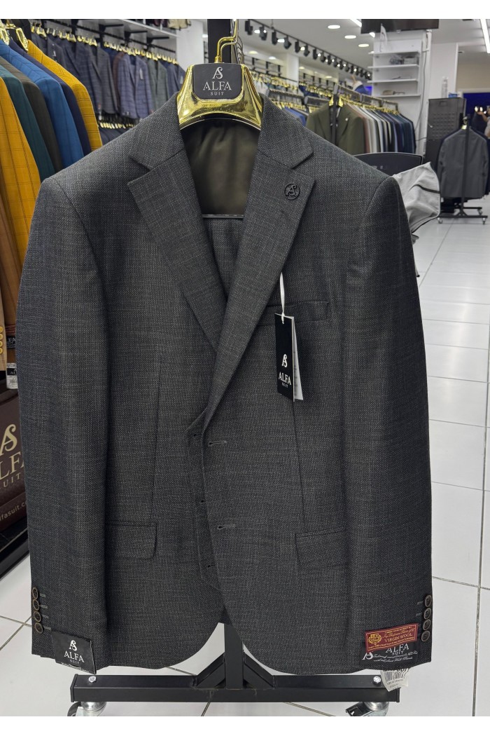 Alfa Suit Slim Fit Koyu Gri Düz Takım Elbise Alfa Suit Slim Fit Koyu Gri Düz Takım Elbise