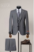 Alfa Suit Slim Fit Açık Gri Düz Takım Elbise Alfa Suit Slim Fit Açık Gri Düz Takım Elbise