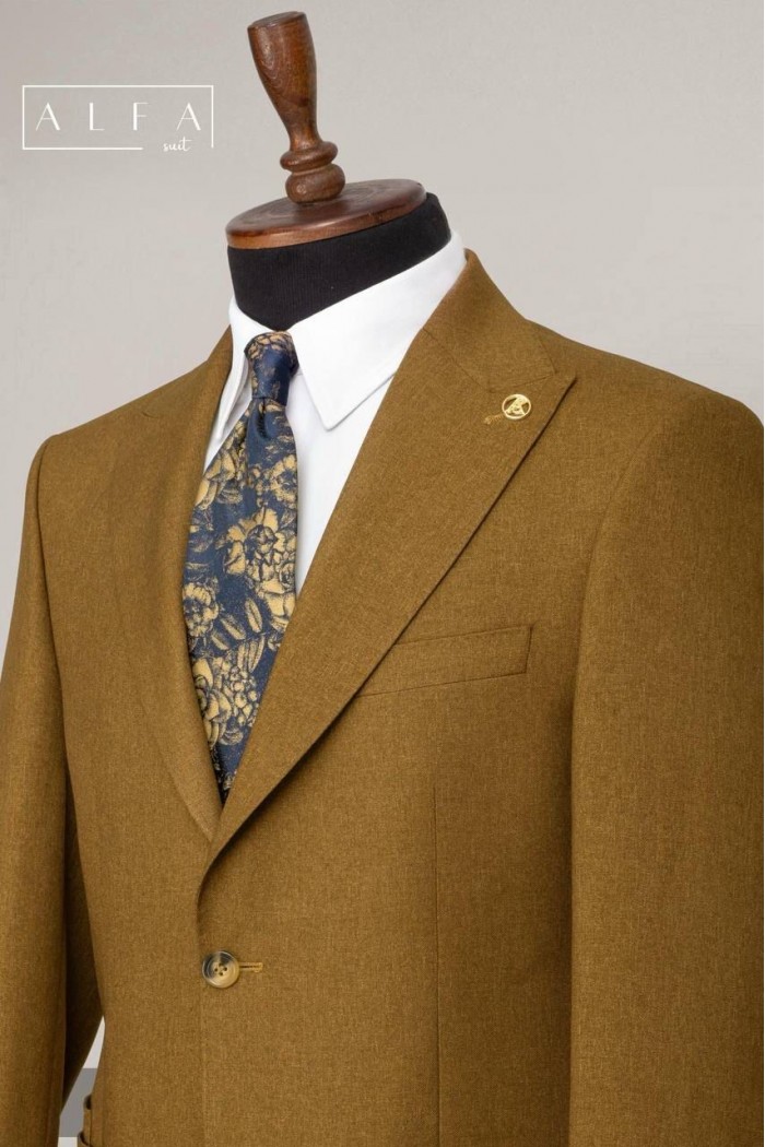 Alfa Suit Slim Fit Kahverengi Düz Takım Elbise Alfa Suit Slim Fit Kahverengi Düz Takım Elbise