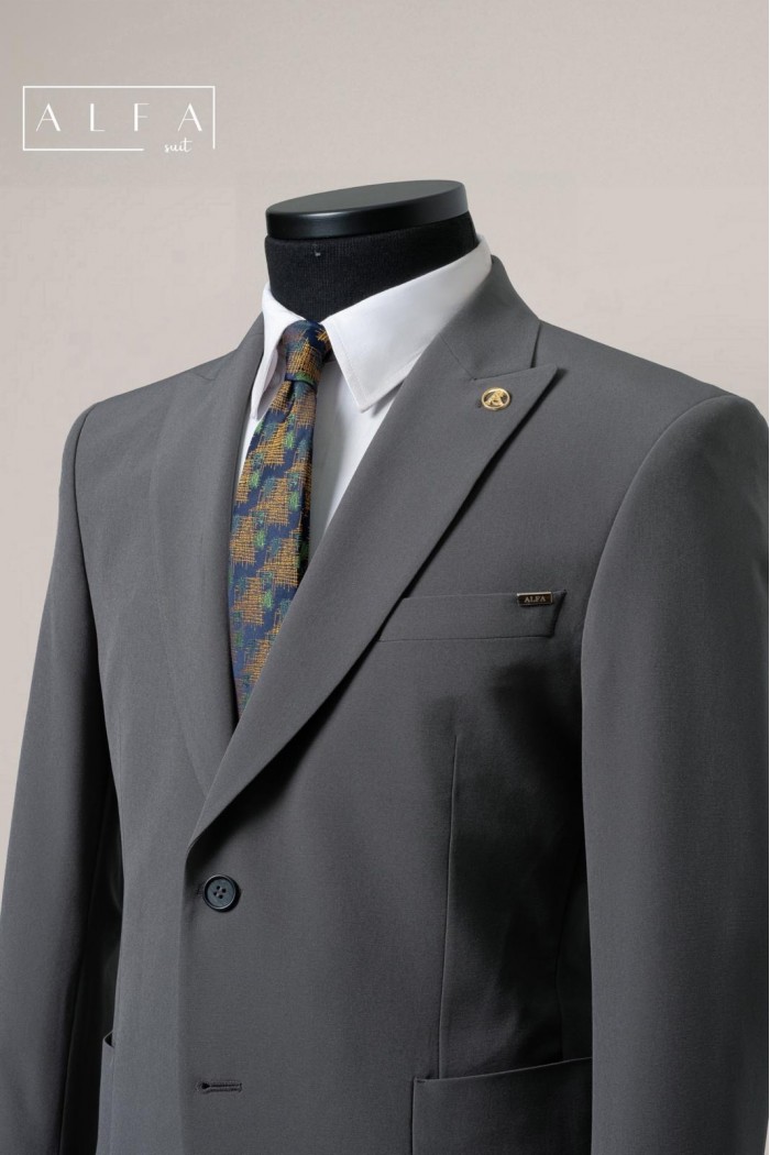 Alfa Suit Slim Fit Koyu Gri Düz Takım Elbise Alfa Suit Slim Fit Koyu Gri Düz Takım Elbise