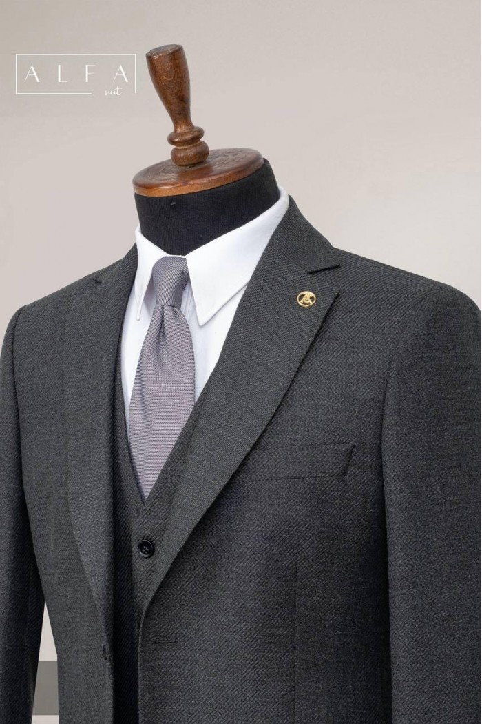 Alfa Suit Slim Fit Koyu Gri Düz Takım Elbise Alfa Suit Slim Fit Koyu Gri Düz Takım Elbise