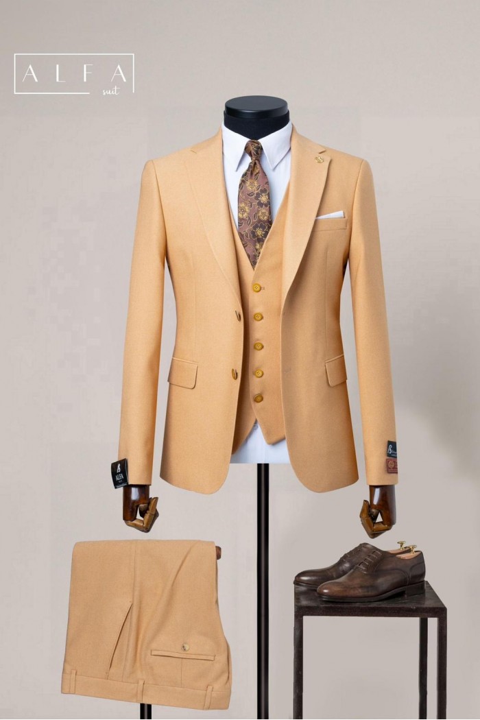 Alfa Suit Slim Fit Bej Düz Takım Elbise Alfa Suit Slim Fit Bej Düz Takım Elbise