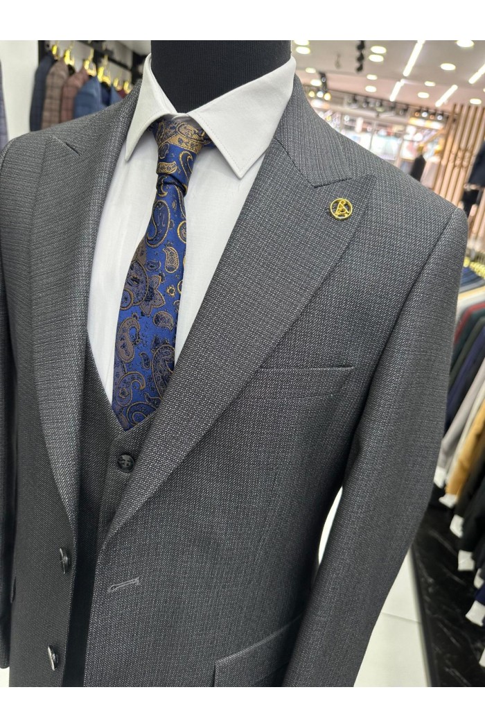 Alfa Suit Slim Fit Koyu Gri Düz Takım Elbise Alfa Suit Slim Fit Koyu Gri Düz Takım Elbise