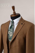 Alfa Suit Slim Fit Kahverengi Düz Takım Elbise Alfa Suit Slim Fit Kahverengi Düz Takım Elbise