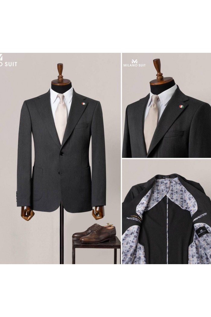 Alfa Suit Slim Fit Açık Gri Düz Takım Elbise Alfa Suit Slim Fit Açık Gri Düz Takım Elbise