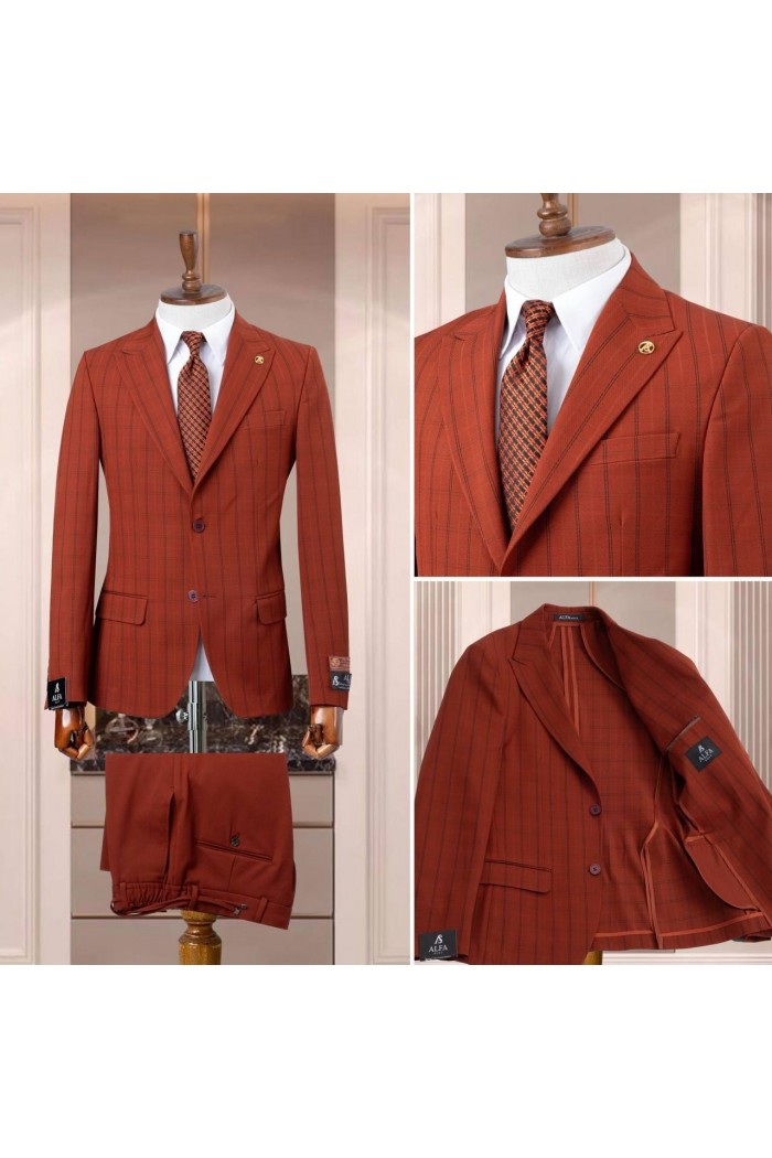 Alfa Suit Slim Fit Kahverengi Düz Takım Elbise Alfa Suit Slim Fit Kahverengi Düz Takım Elbise