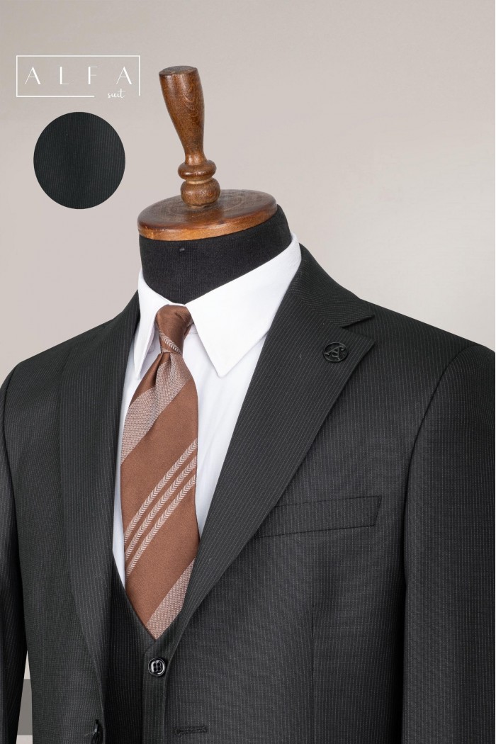 Alfa Suit Slim Fit Koyu Gri Düz Takım Elbise Alfa Suit Slim Fit Koyu Gri Düz Takım Elbise