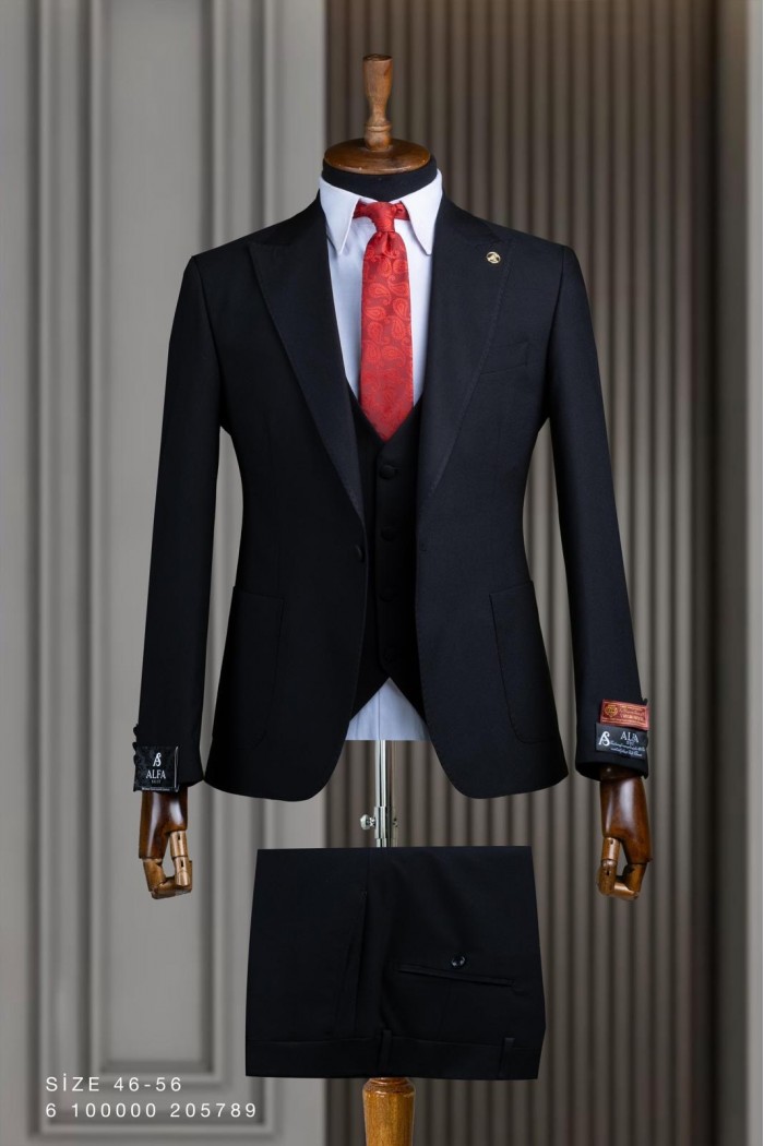 Alfa Suit Slim Fit Koyu Gri Düz Takım Elbise Alfa Suit Slim Fit Koyu Gri Düz Takım Elbise
