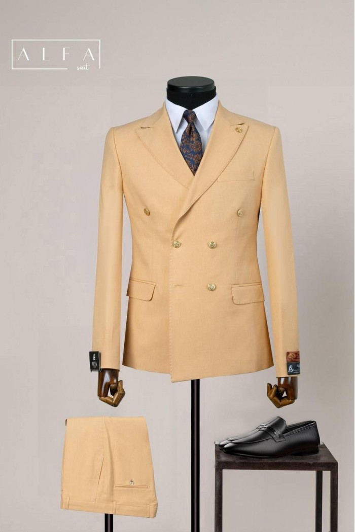 Alfa Suit Slim Fit Bej Düz Takım Elbise Alfa Suit Slim Fit Bej Düz Takım Elbise