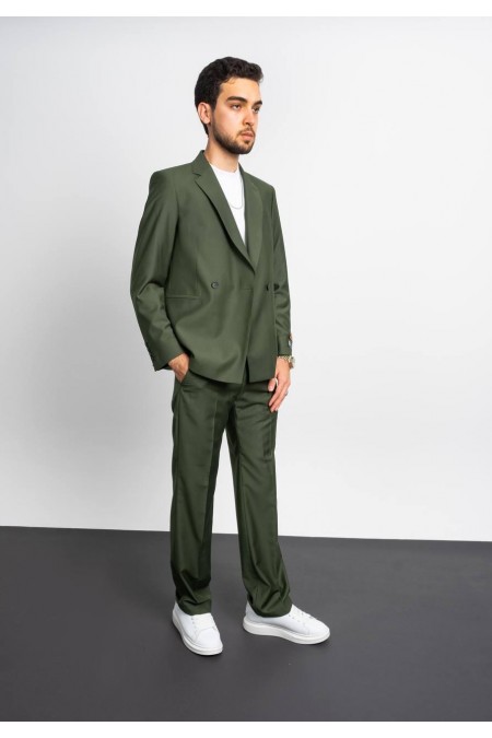 Alfa Suit Slim Fit Haki Düz Takım Elbise – Oversize Kesim