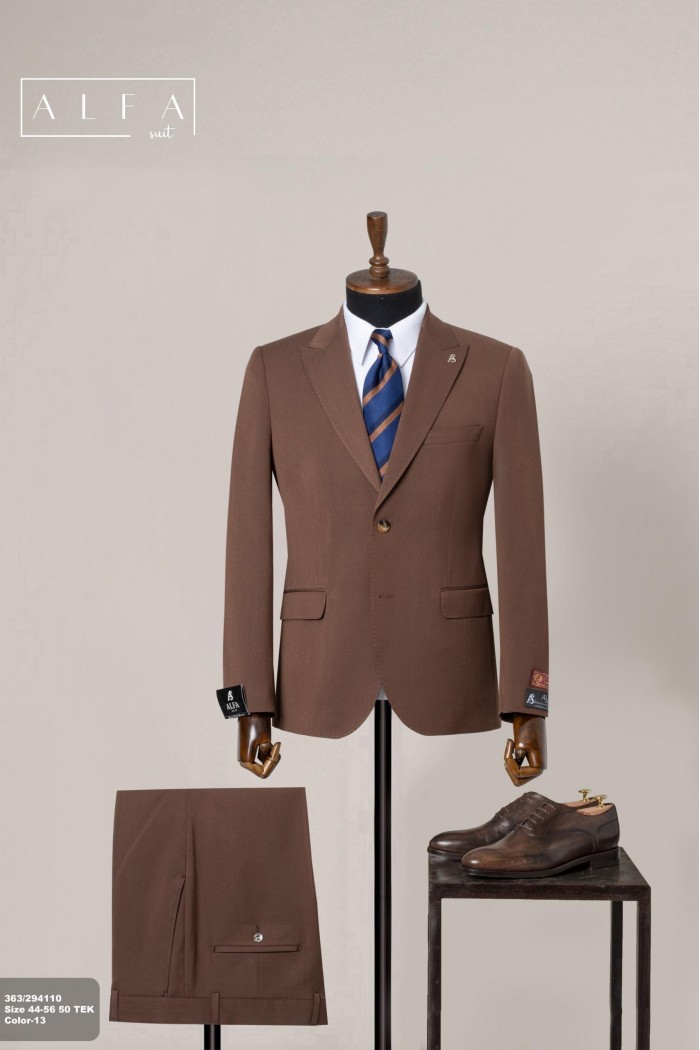 Alfa Suit Slim Fit Açık Gri Düz Takım Elbise Alfa Suit Slim Fit Açık Gri Düz Takım Elbise