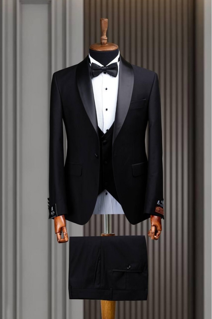 Alfa Suit Slim Fit Koyu Gri Düz Takım Elbise