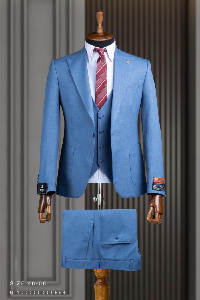 Alfa Suit Slim Fit Koyu Gri Düz Takım Elbise