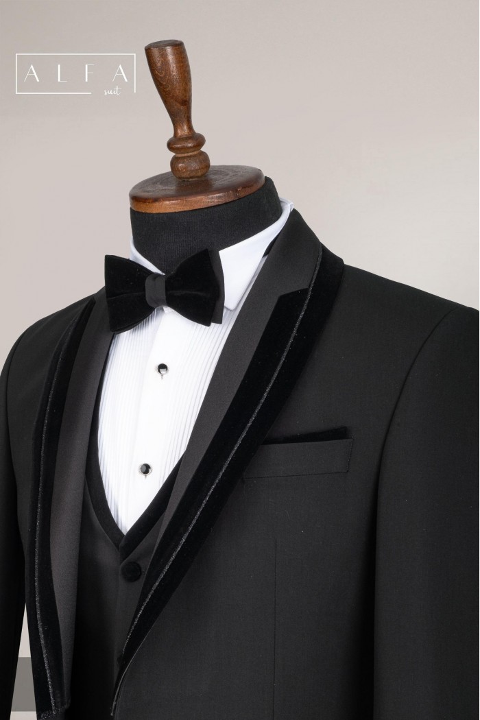 Alfa Suit Slim Fit Koyu Gri Düz Takım Elbise
