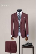 Alfa Suit Slim Fit Açık Gri Düz Takım Elbise