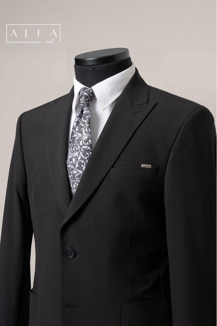 Alfa Suit Slim Fit Koyu Gri Düz Takım Elbise