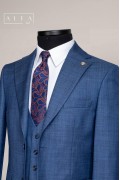 Alfa Suit Slim Fit Mavi Düz Takım Elbise | Özel Üretim Koleksiyonu