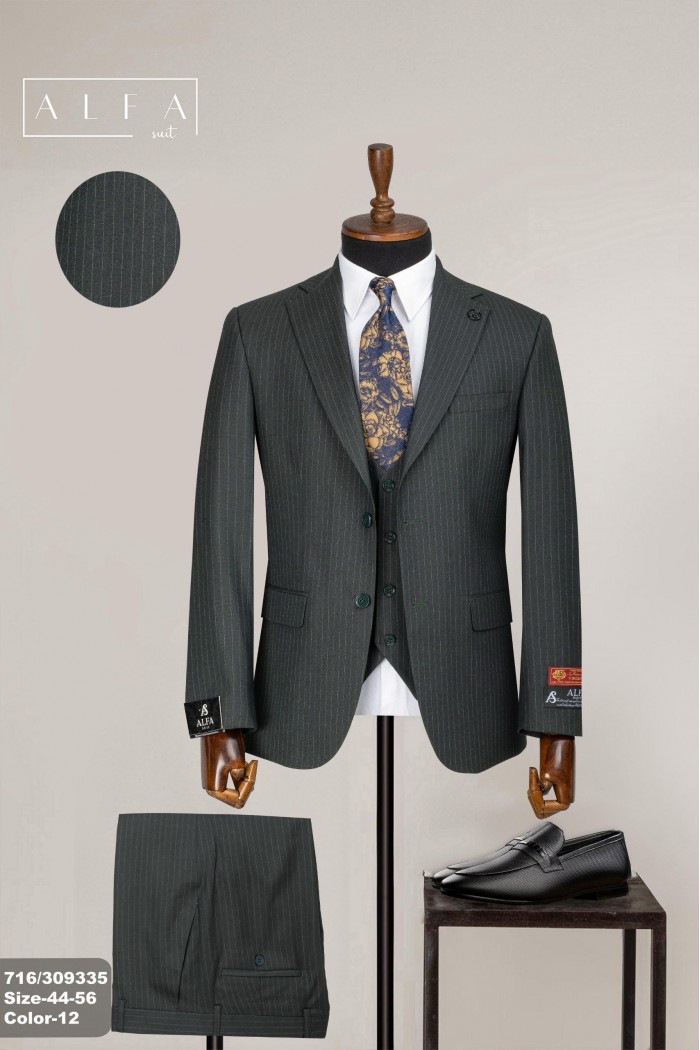 Alfa Suit Slim Fit Açık Gri Düz Takım Elbise