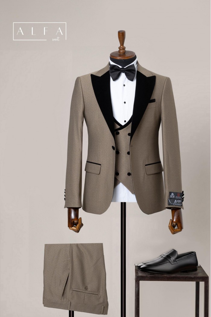 Alfa Suit Slim Fit Açık Gri Düz Takım Elbise