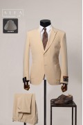 Alfa Suit Slim Fit Açık Gri Düz Takım Elbise