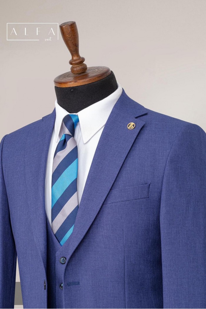 Alfa Suit Slim Fit Açık Gri Düz Takım Elbise