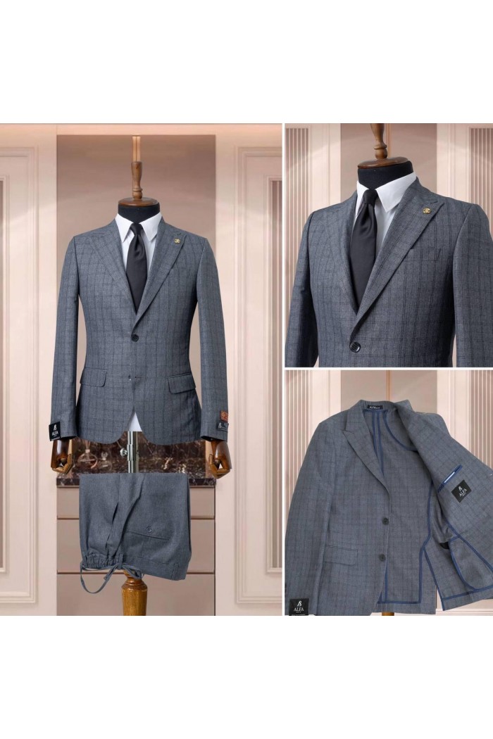 Alfa Suit Slim Fit Açık Gri Düz Takım Elbise