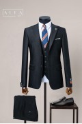 Alfa Suit Slim Fit Açık Gri Düz Takım Elbise