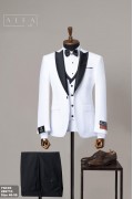 Alfa Suit Slim Fit Açık Gri Düz Takım Elbise