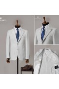 Alfa Suit Slim Fit Açık Gri Düz Takım Elbise