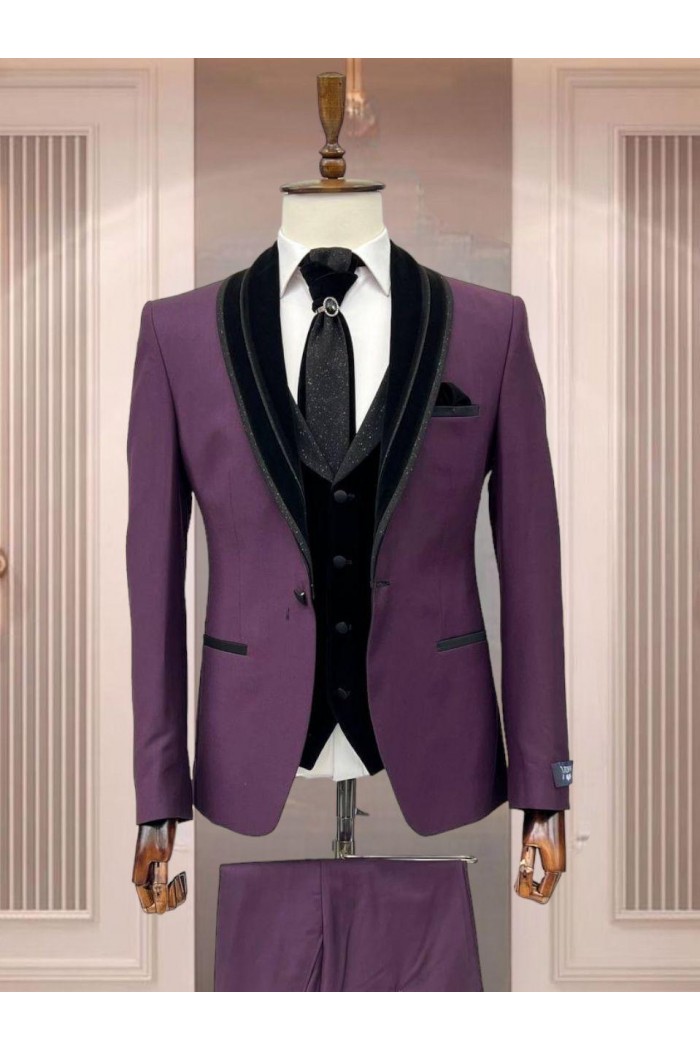 Alfa Suit Slim Fit Açık Gri Düz Takım Elbise