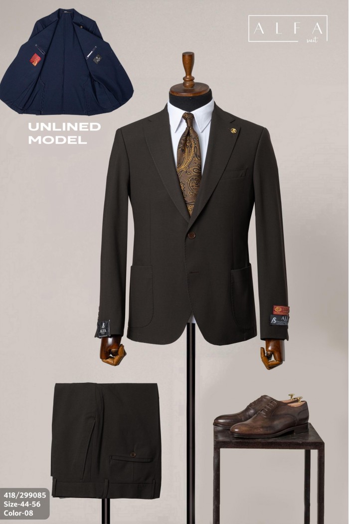 Alfa Suit Slim Fit Açık Gri Düz Takım Elbise