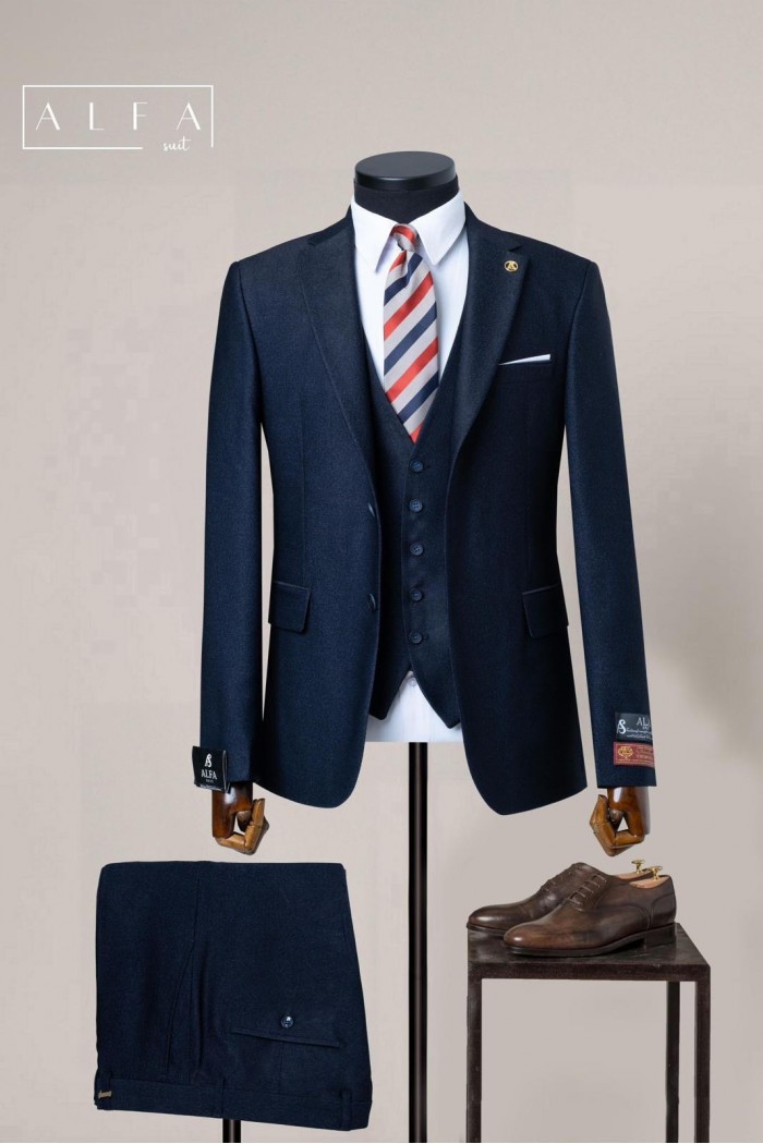 Alfa Suit Slim Fit Açık Gri Düz Takım Elbise