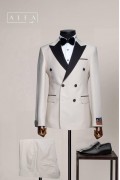 Alfa Suit Slim Fit Açık Gri Düz Takım Elbise