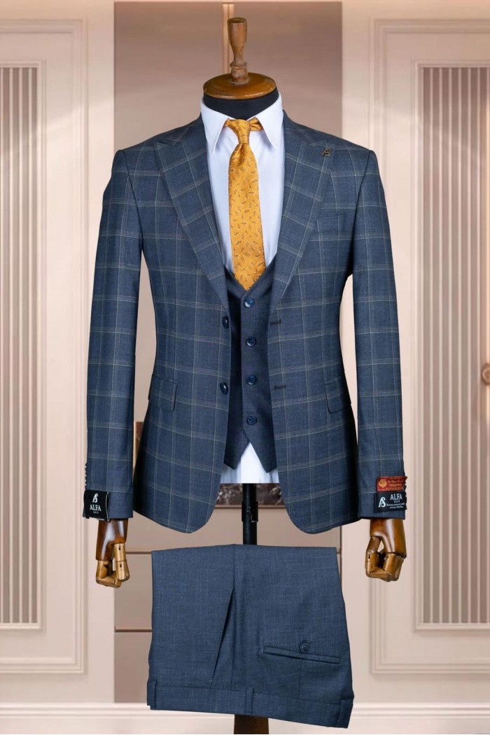 Alfa Suit Slim Fit Açık Gri Düz Takım Elbise