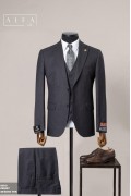 Alfa Suit Slim Fit Açık Gri Düz Takım Elbise