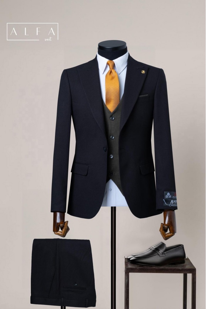 Alfa Suit Slim Fit Açık Gri Düz Takım Elbise