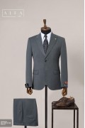 Alfa Suit Slim Fit Açık Gri Düz Takım Elbise