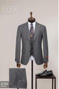 Alfa Suit Slim Fit Açık Gri Düz Takım Elbise