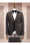Alfa Suit Slim Fit Açık Gri Düz Takım Elbise