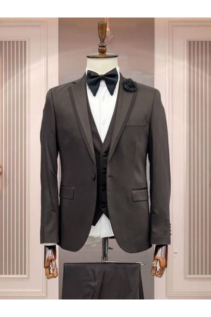 Alfa Suit Slim Fit Açık Gri Düz Takım Elbise