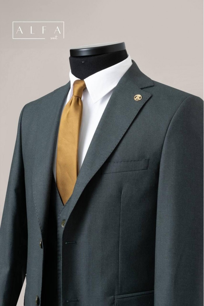 Alfa Suit Slim Fit Koyu Gri Düz Takım Elbise