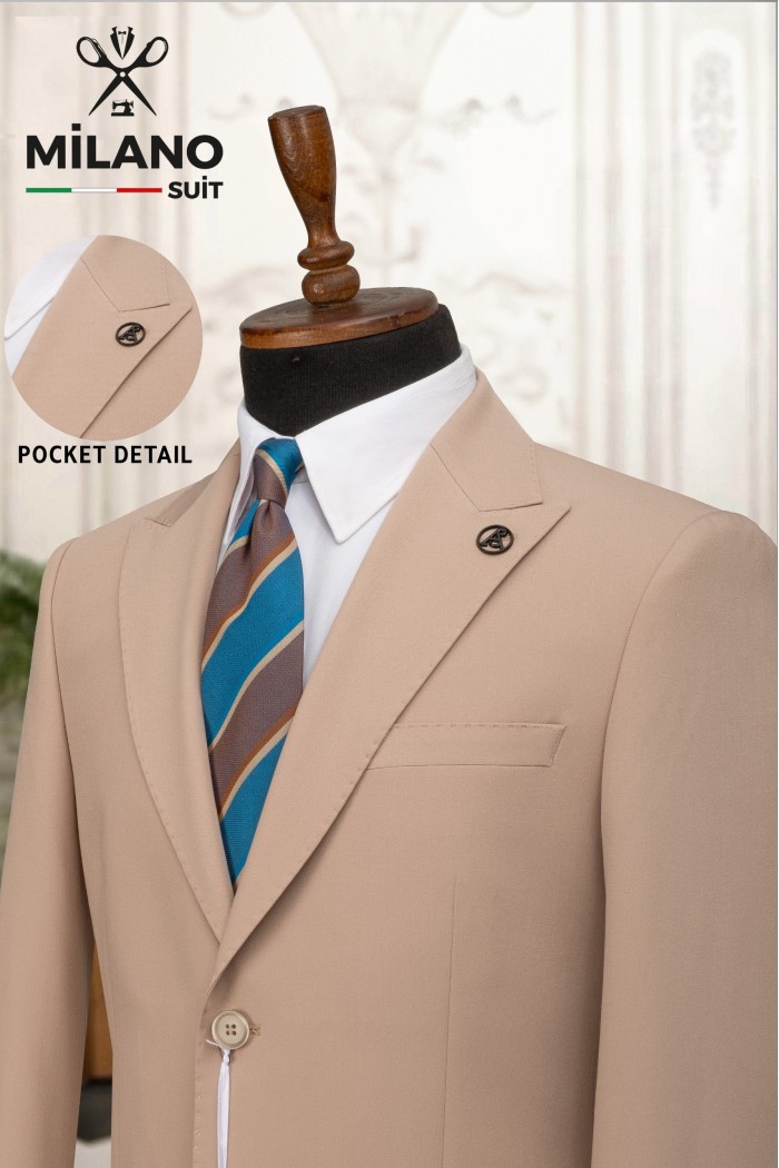 Alfa Suit Slim Fit Açık Gri Düz Takım Elbise